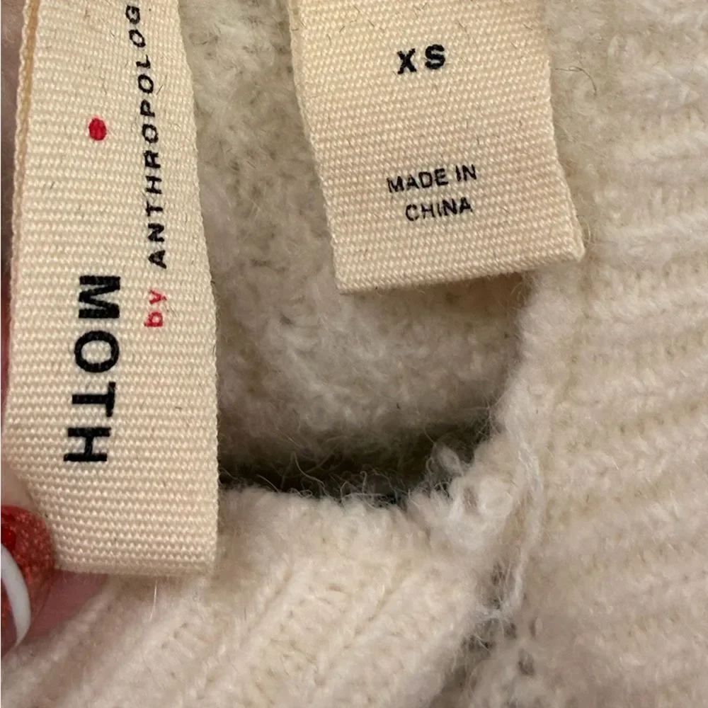 ANTHROPOLOGIE MOTH Cross Front Pullover Sweater Ivory Cream Women’s Size XS